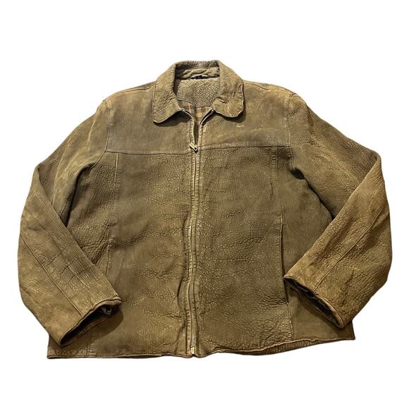 Reilly Olmes Mens Leather Jacket‎ Plaid Lined Full Zip Retro Size Large - Picture 1 of 11